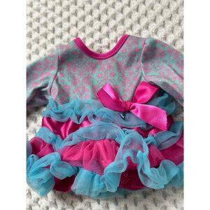 Funrise Toy Corp Vintage Baby Doll Dress Blue pink ruffled 6 inches long